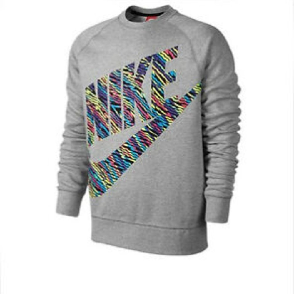Vintage Nike Men's Explode Filled Graphic Crew AUTHENTIC Grey 628686-063 Size L